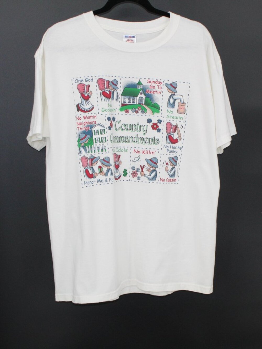 Vintage 1990s Country Commandments Graphic T-shirt Large Steetwear Retro